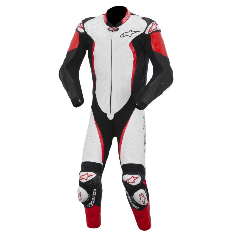 gp tech leather suit white black red